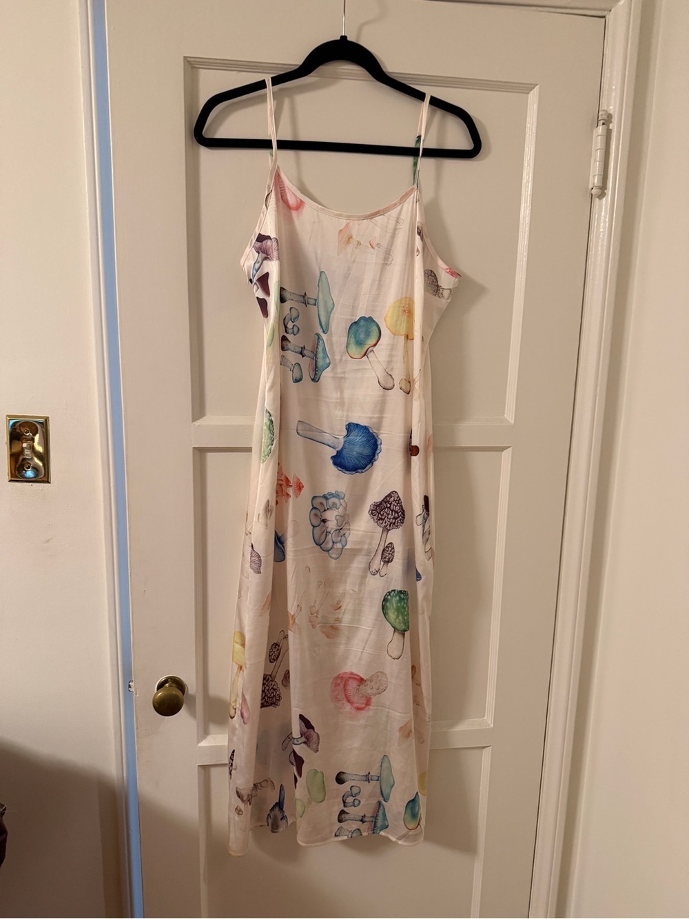 Watercolor Mushroom Print Slip Dress - Multicolor